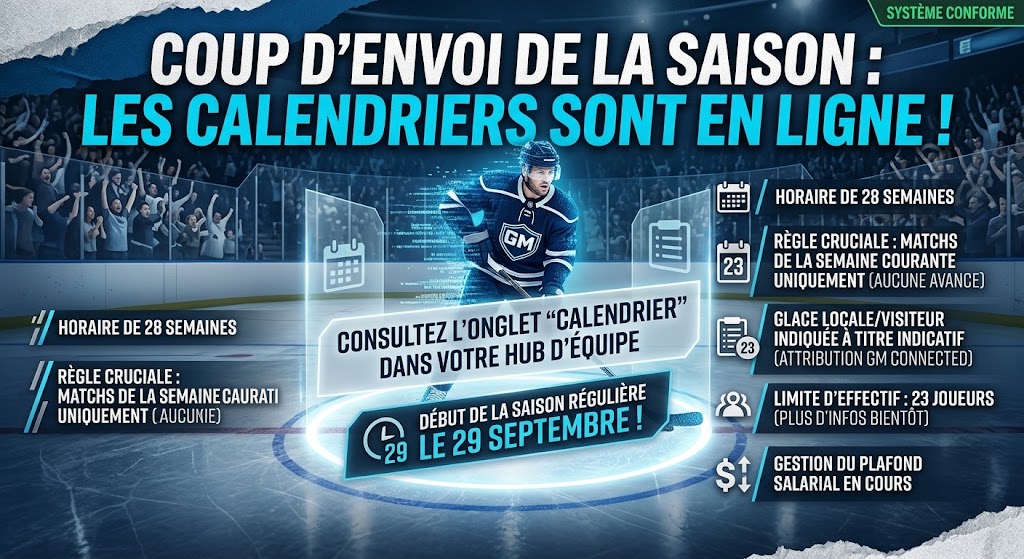 Dévoilement officiel des calendriers de la saison